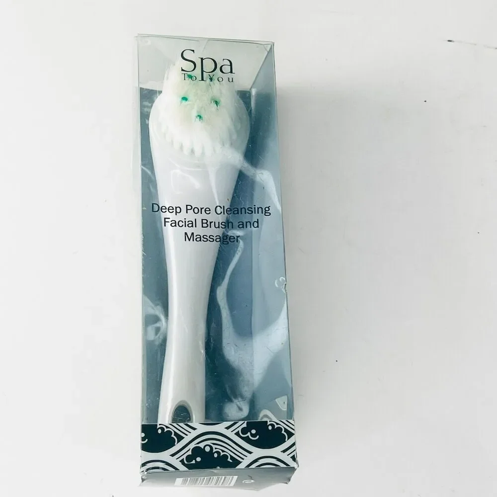 Spa For You Deep Pore Cleansing Facial Brush + Massager Pores MakeUp White NIB